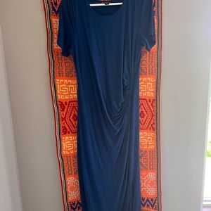 Peacock blue Pea in the Pod maxi maternity dress with side rouching, Large